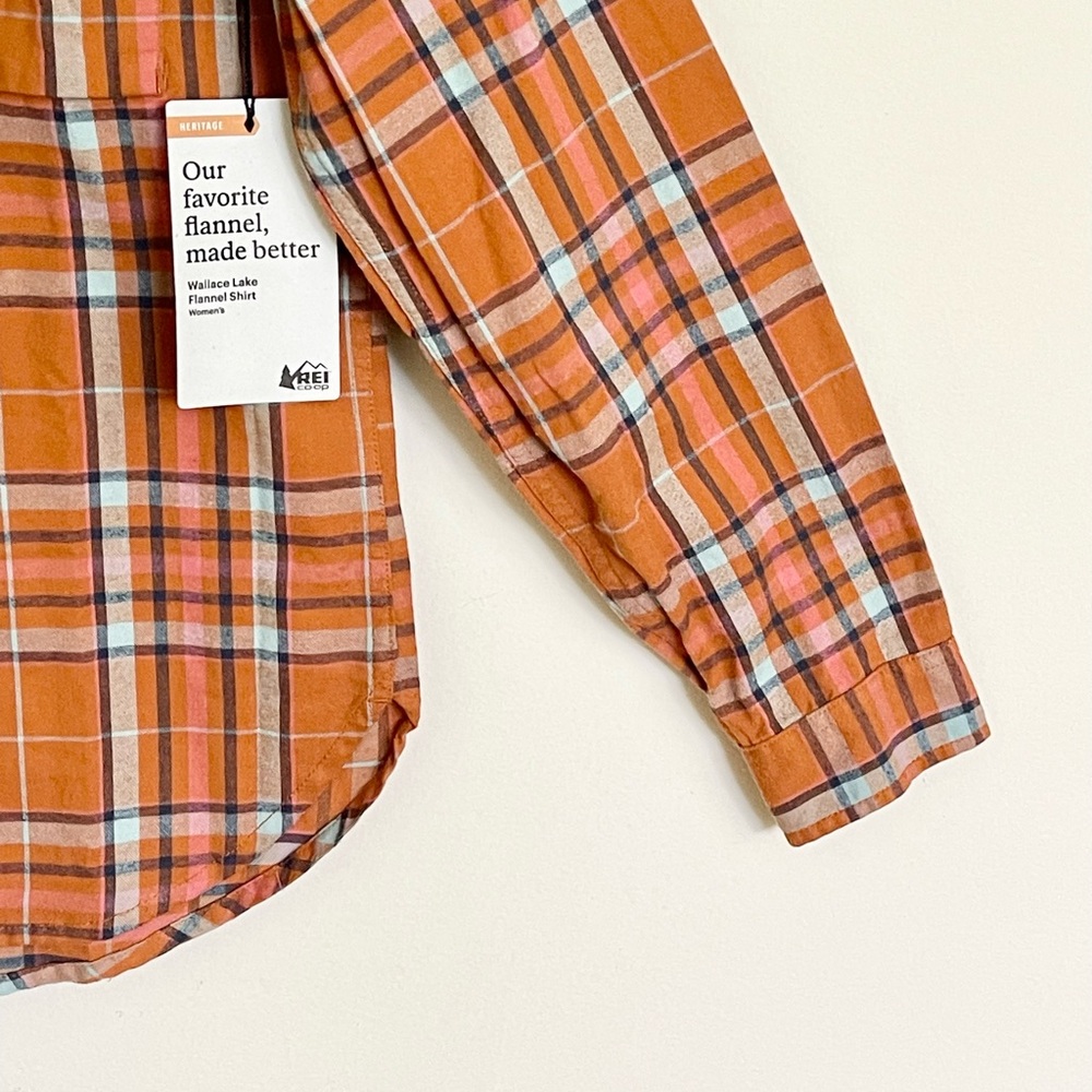 NEW REI Heritage Wallace Lake Flannel Shirt Sunset Spice Women’s size XS - Picture 5 of 11